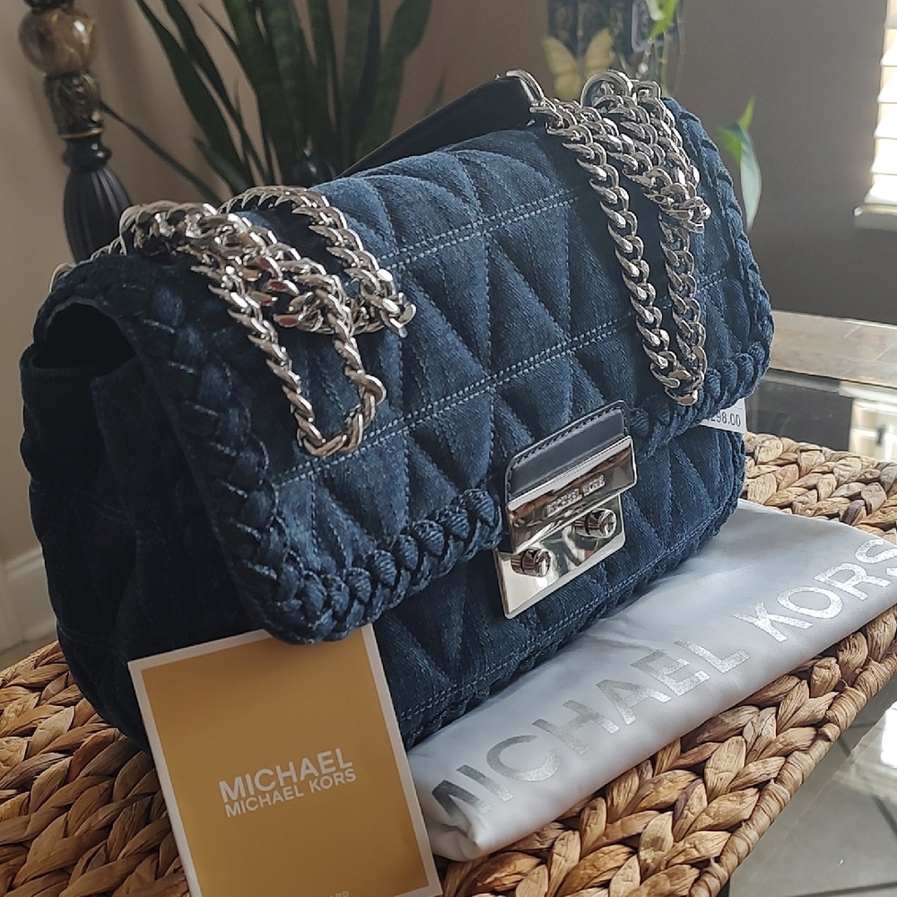 Michael Kors Quilted Blue Shoulder Bag